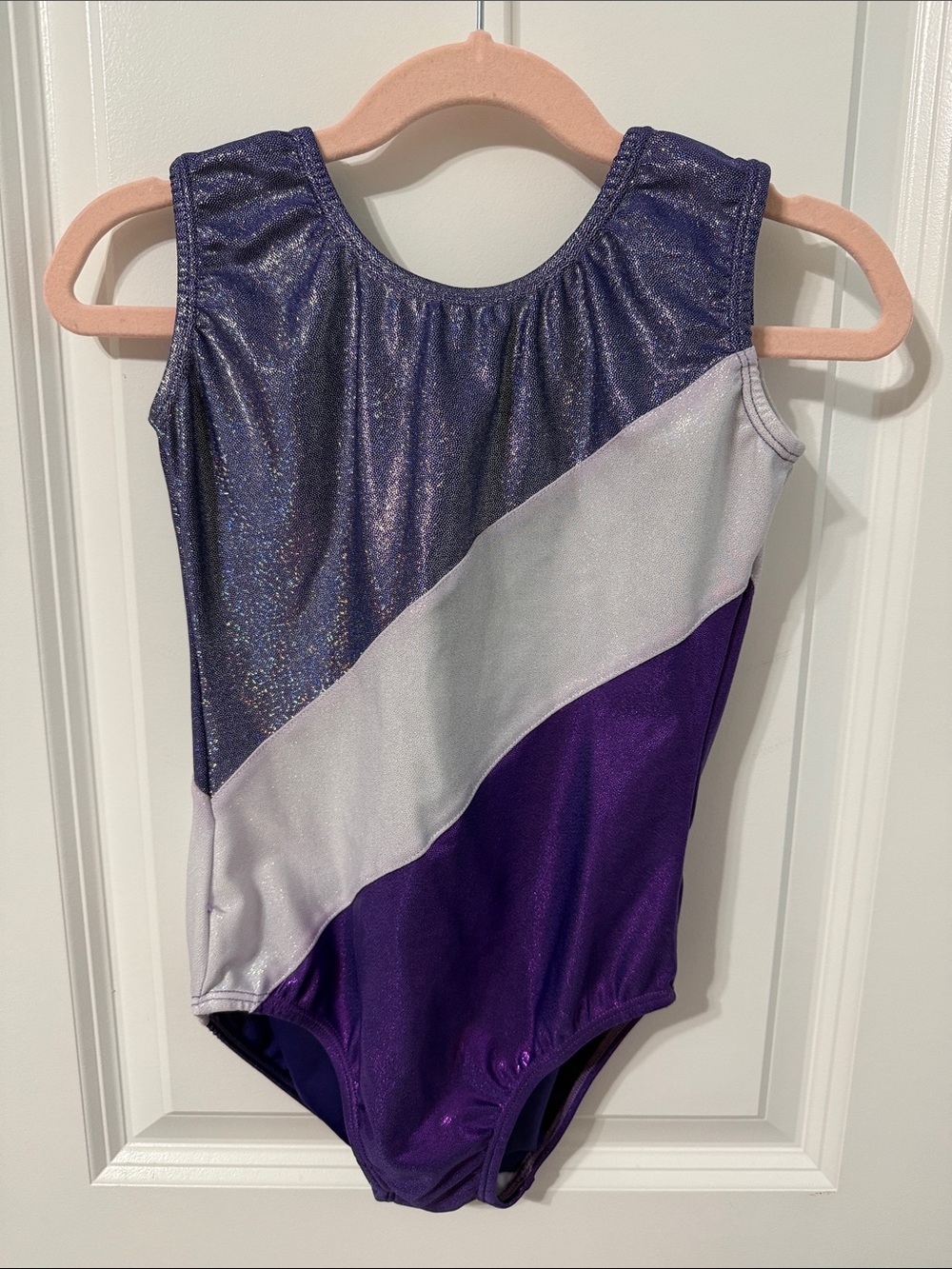 Girls Purple and White Sparkle Dance Leotard